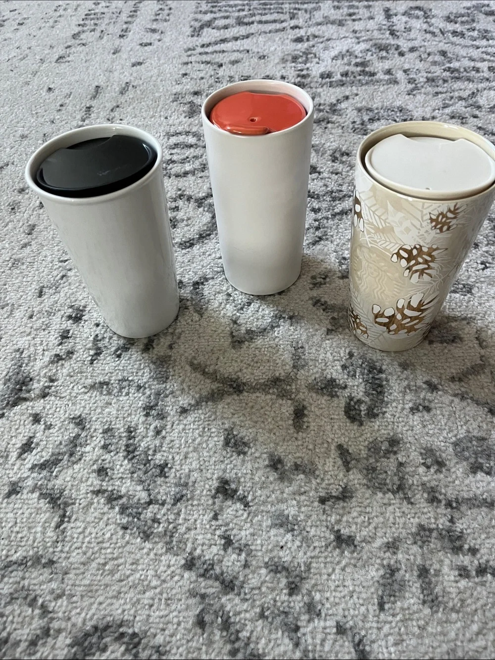Three Starbucks Ceramic Travel Tumblers, 10 oz
